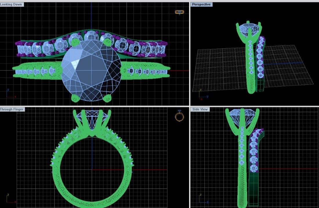 Modelado 3D del anillo en el taller de White Magnolia